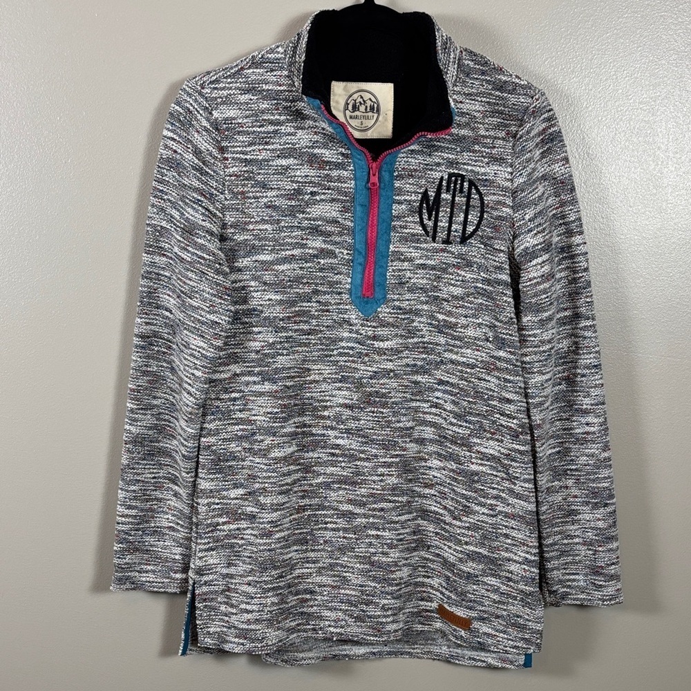 Women's Gray and Blue Quarter-Zip Sweatshirt